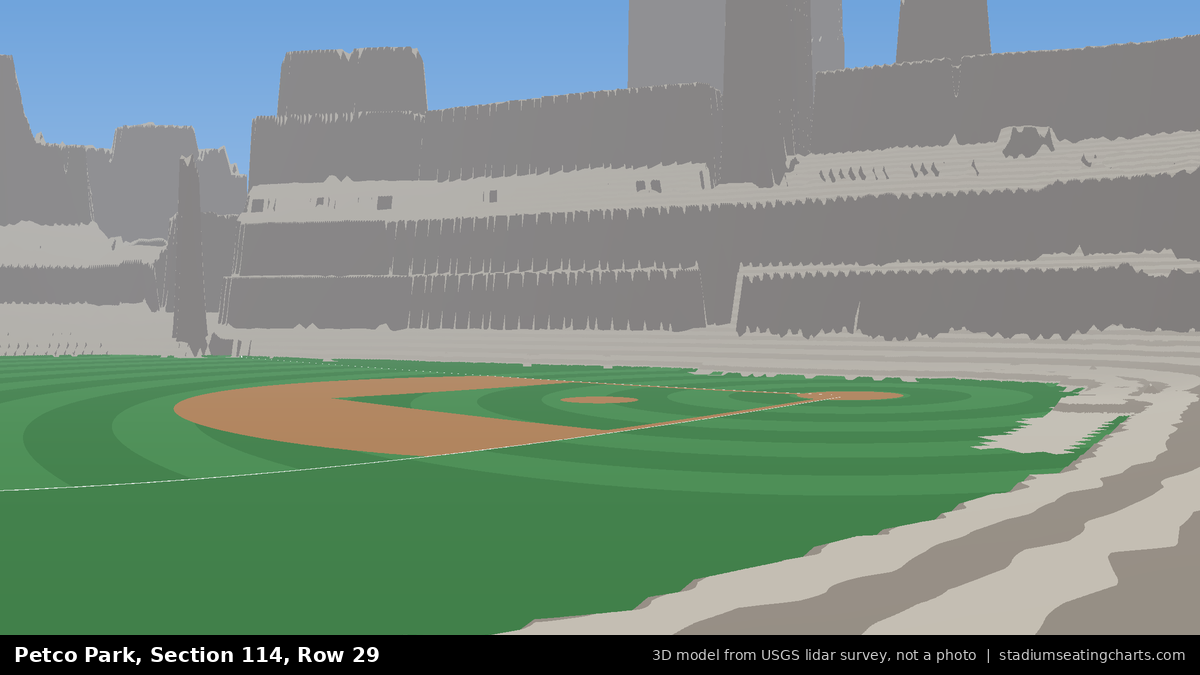 View from Petco Park Section 114, Row 29, looking toward the pitcher's mound