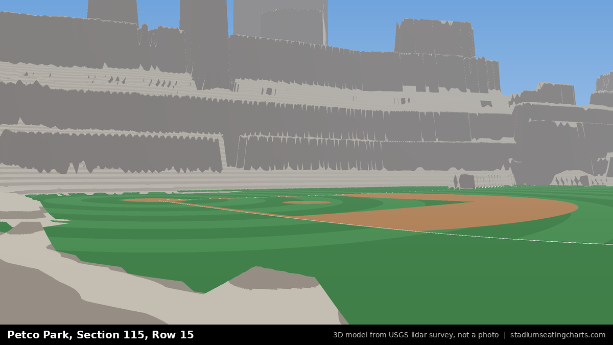 View from Petco Park Section 115, Row 15, looking toward the pitcher's mound