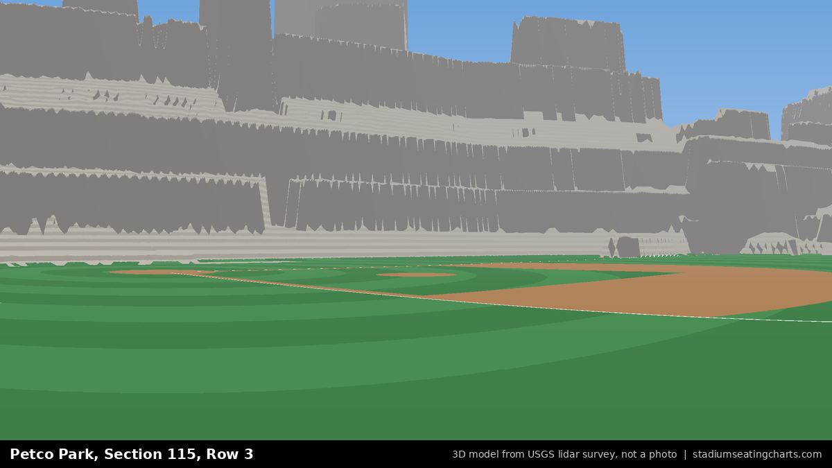View from Petco Park Section 115, Row 3, looking toward the pitcher's mound