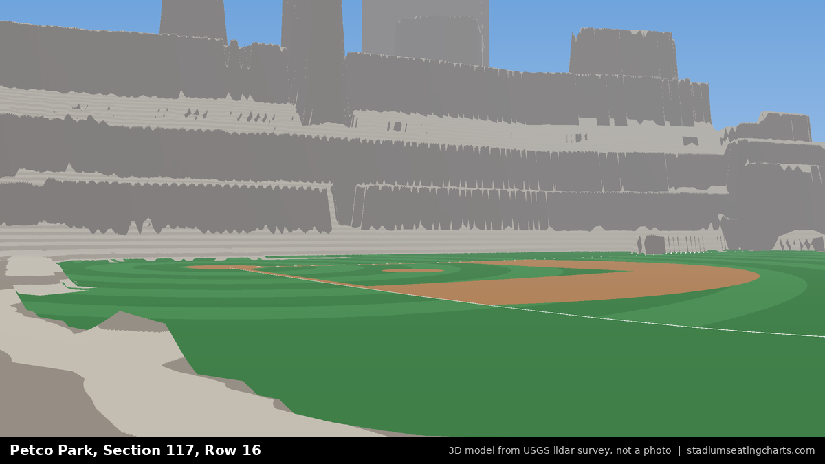 View from Petco Park Section 117, Row 16, looking toward the pitcher's mound