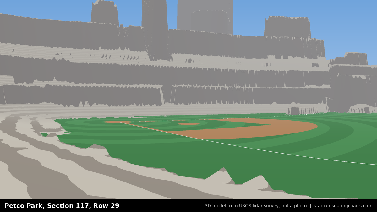 View from Petco Park Section 117, Row 29, looking toward the pitcher's mound