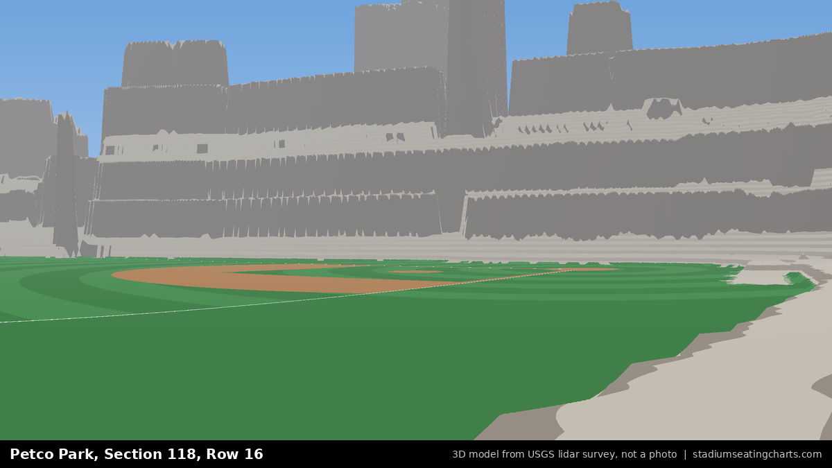 View from Petco Park Section 118, Row 16, looking toward the pitcher's mound