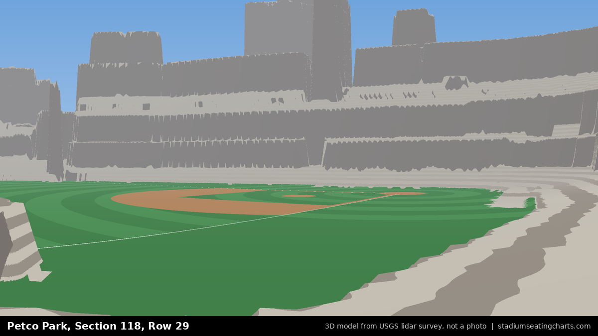 View from Petco Park Section 118, Row 29, looking toward the pitcher's mound