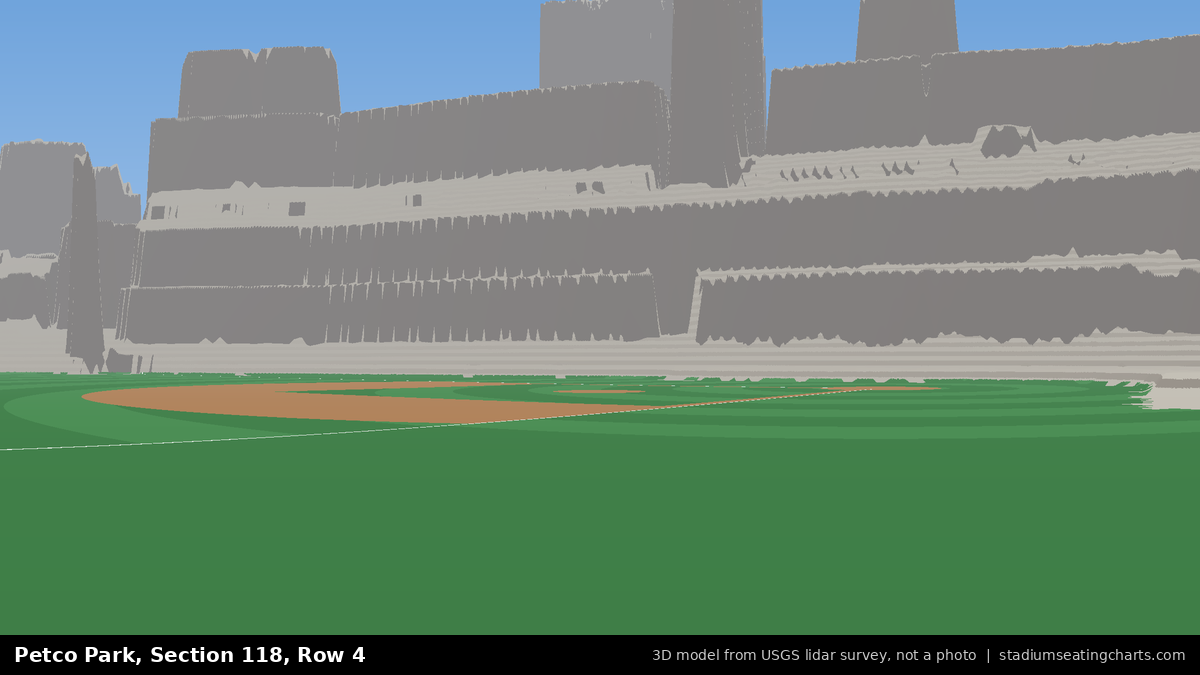 View from Petco Park Section 118, Row 4, looking toward the pitcher's mound