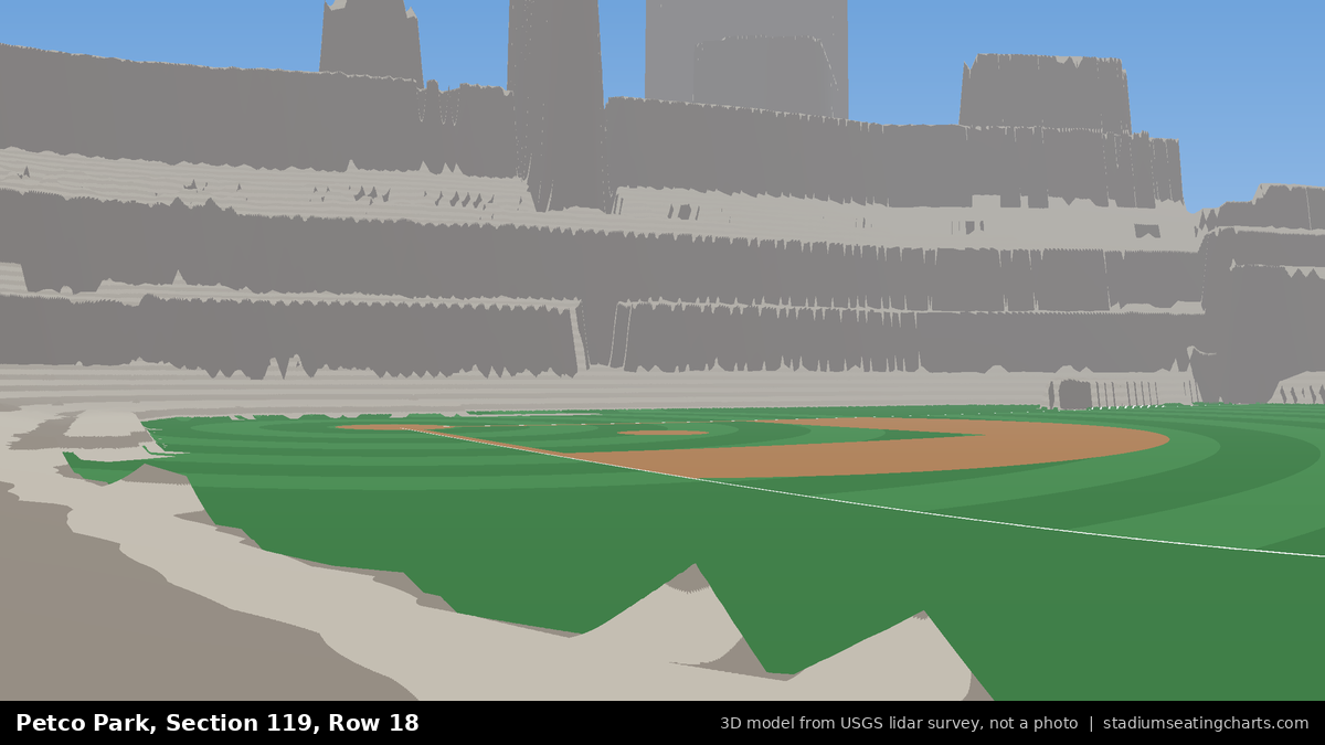 View from Petco Park Section 119, Row 18, looking toward the pitcher's mound