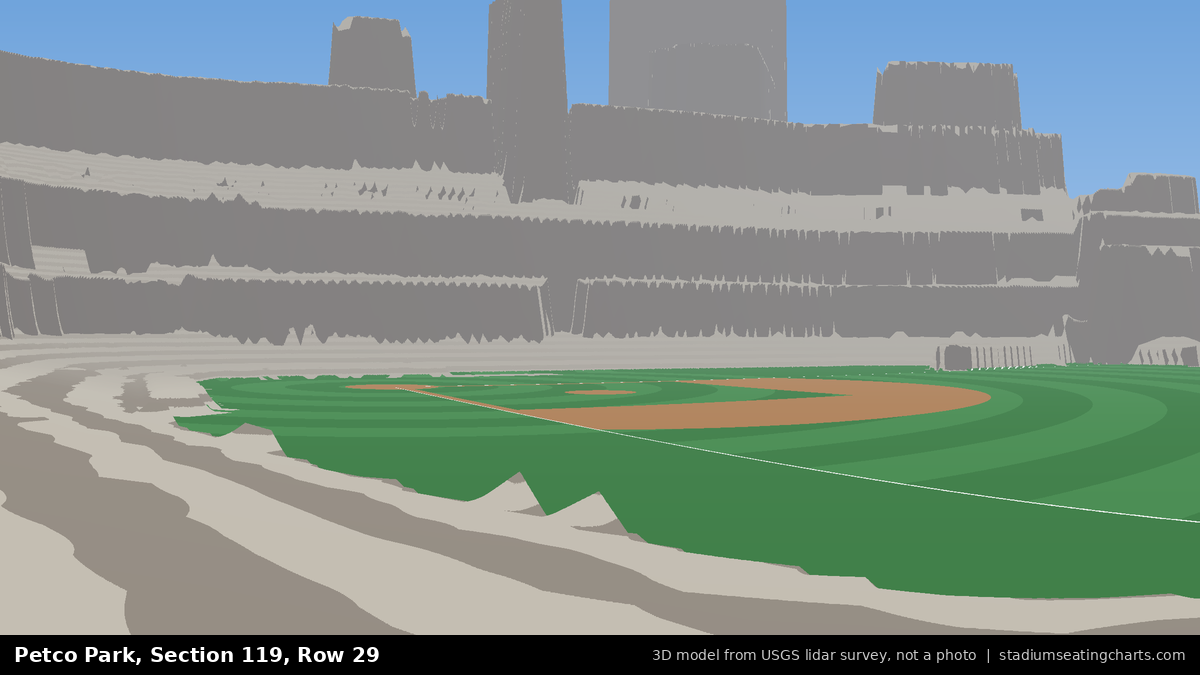 View from Petco Park Section 119, Row 29, looking toward the pitcher's mound