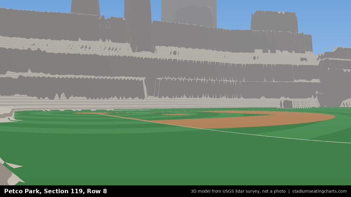 View from Petco Park Section 119, Row 8, looking toward the pitcher's mound