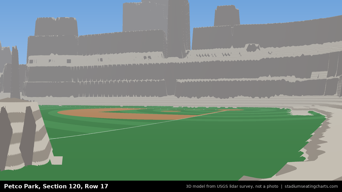 View from Petco Park Section 120, Row 17, looking toward the pitcher's mound