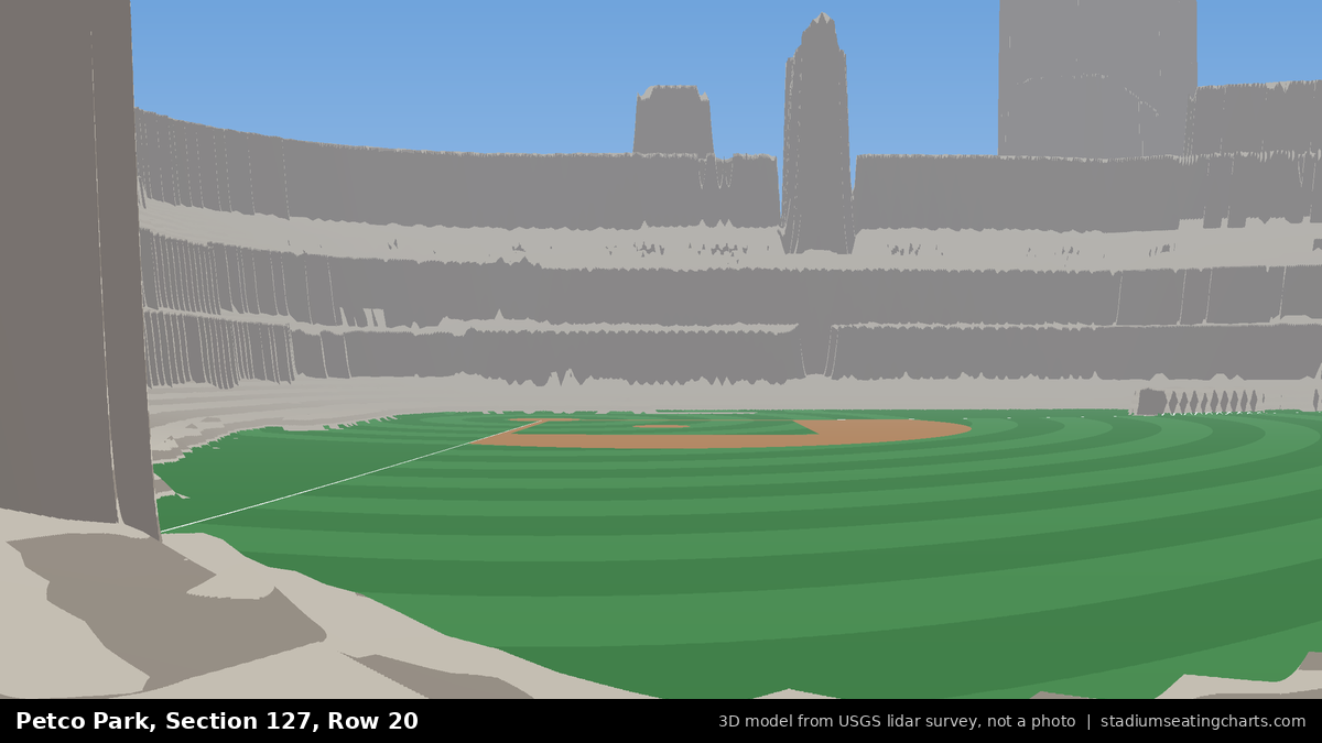 View from Petco Park Section 127, Row 20, looking toward the pitcher's mound