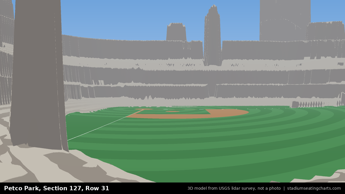 View from Petco Park Section 127, Row 31, looking toward the pitcher's mound