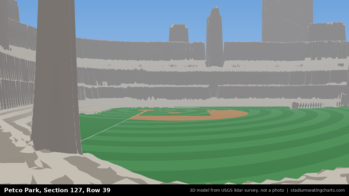 View from Petco Park Section 127, Row 39, looking toward the pitcher's mound