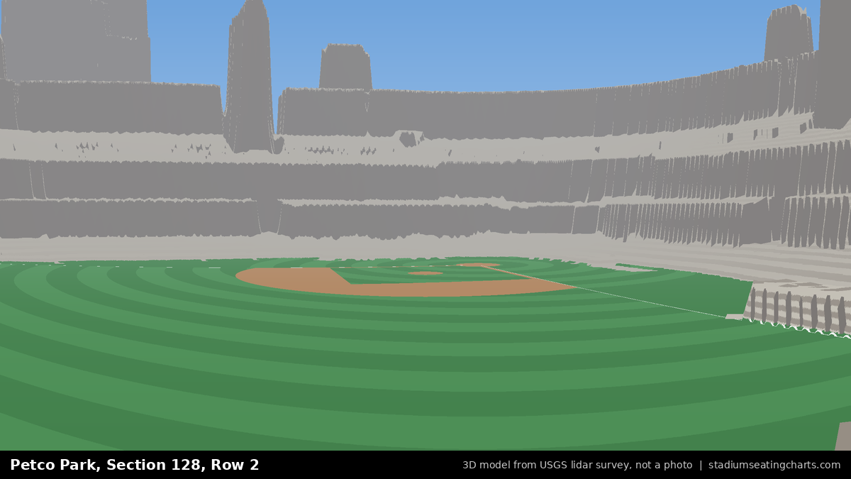 View from Petco Park Section 128, Row 2, looking toward the pitcher's mound