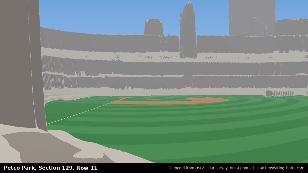 View from Petco Park Section 129, Row 11, looking toward the pitcher's mound