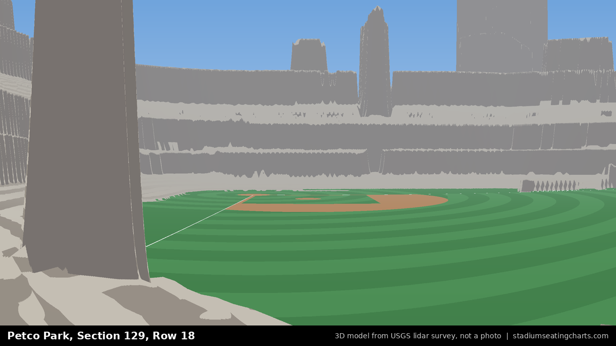 View from Petco Park Section 129, Row 18, looking toward the pitcher's mound