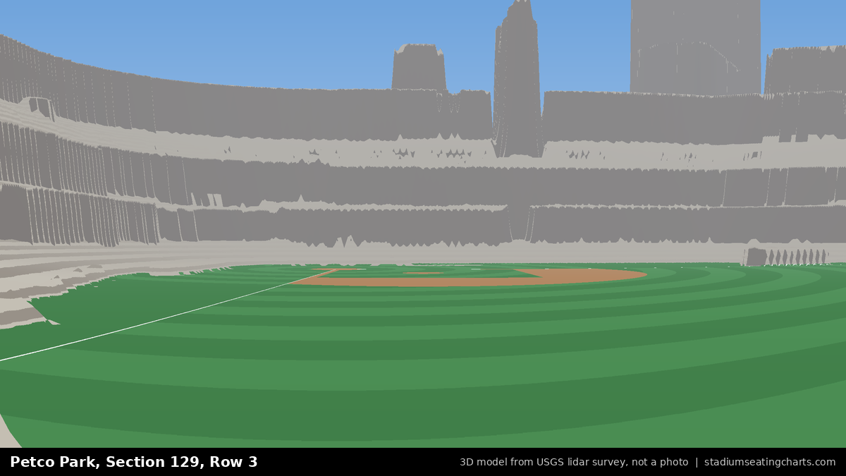View from Petco Park Section 129, Row 3, looking toward the pitcher's mound