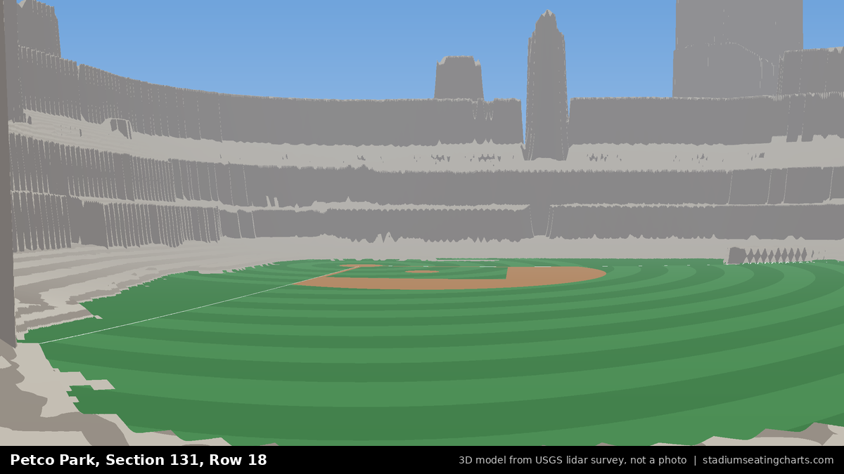 View from Petco Park Section 131, Row 18, looking toward the pitcher's mound