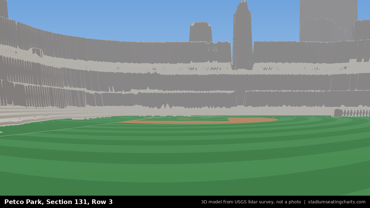 View from Petco Park Section 131, Row 3, looking toward the pitcher's mound