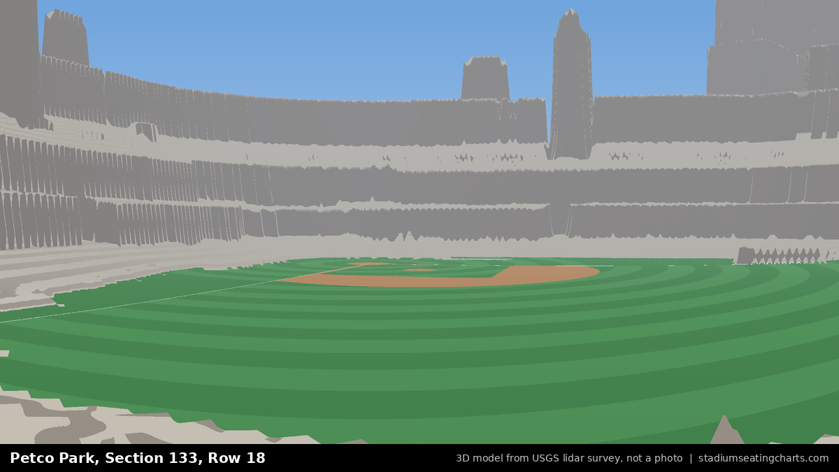 View from Petco Park Section 133, Row 18, looking toward the pitcher's mound