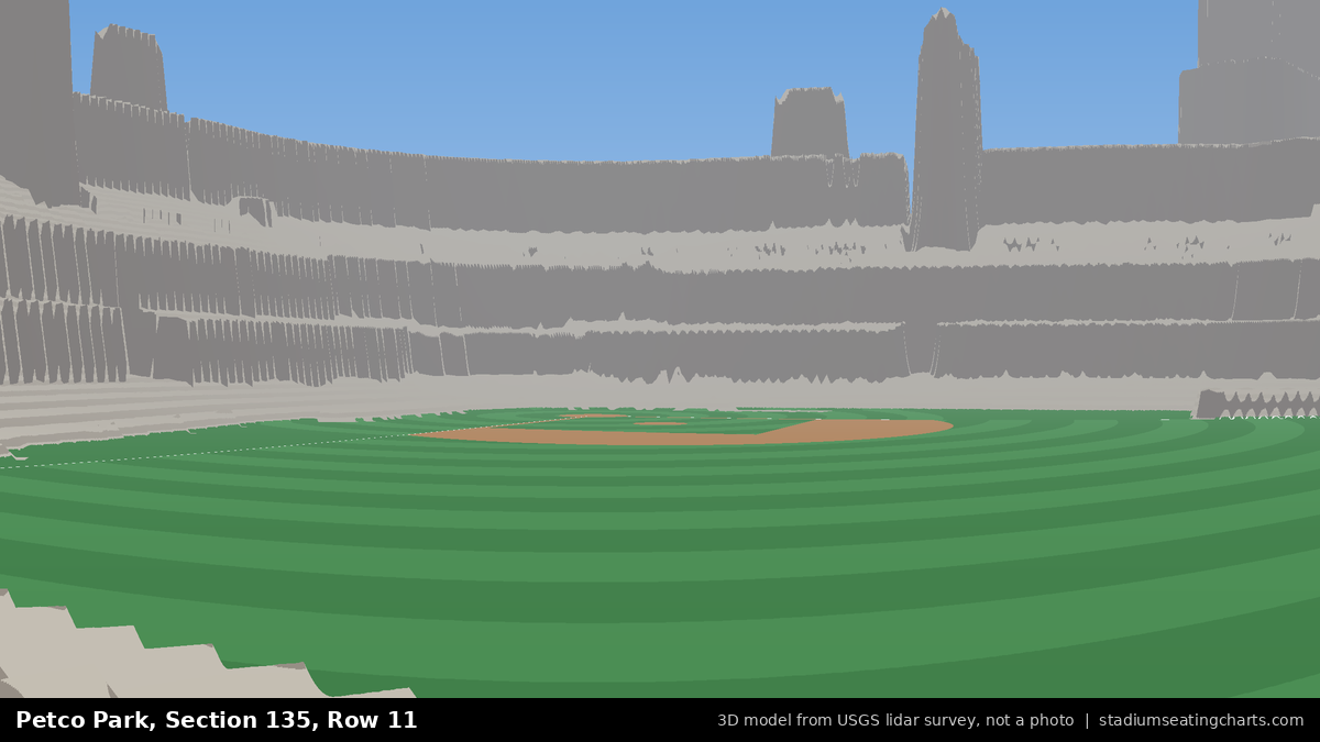 View from Petco Park Section 135, Row 11, looking toward the pitcher's mound