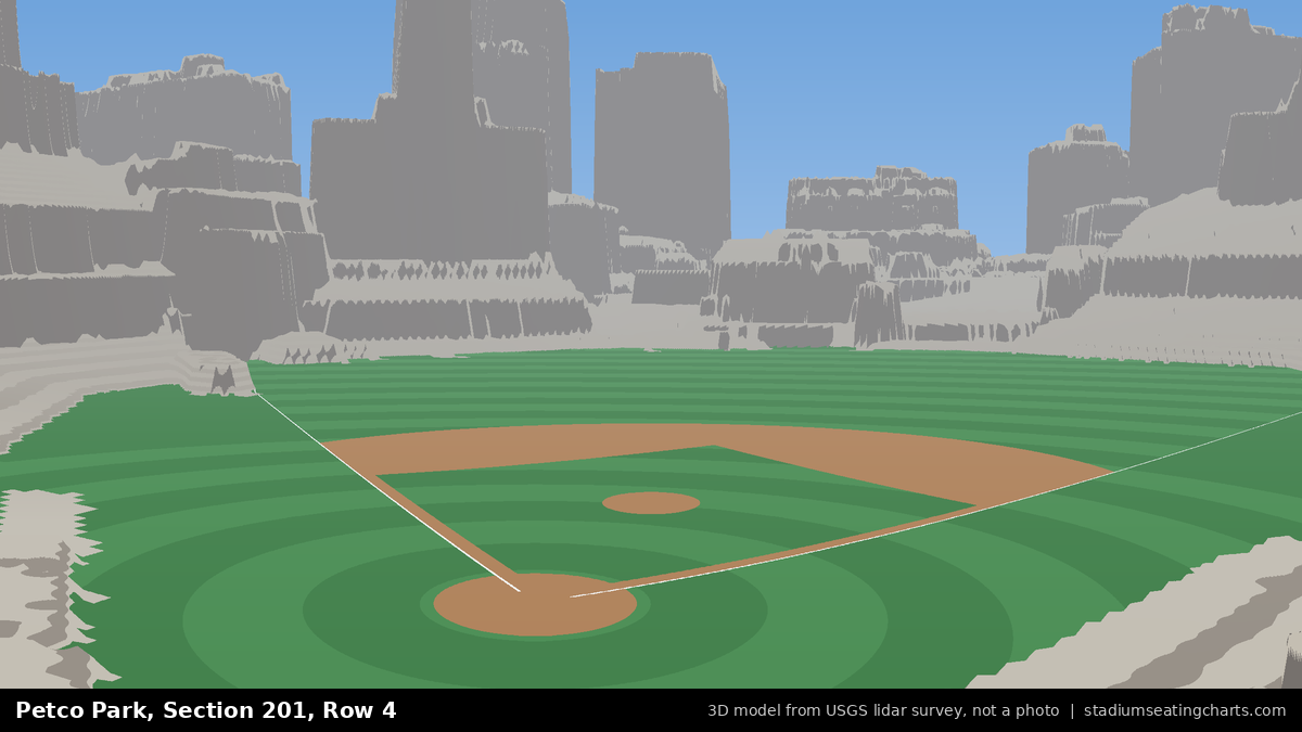 View from Petco Park Section 201, Row 4, looking toward the pitcher's mound