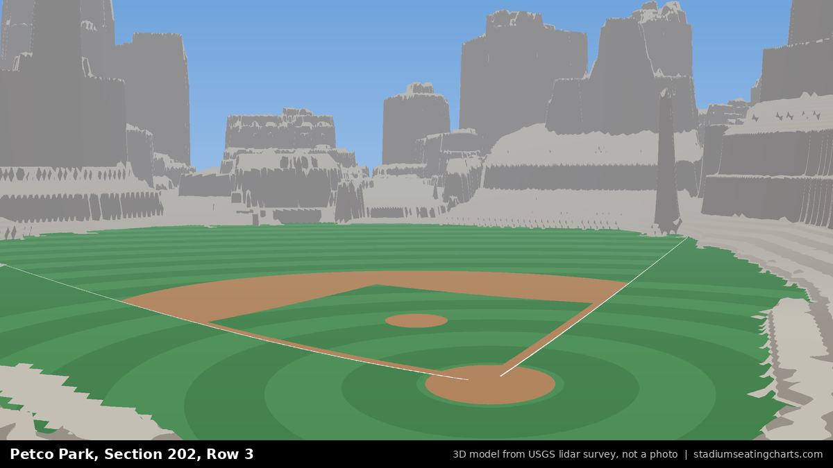 View from Petco Park Section 202, Row 3, looking toward the pitcher's mound