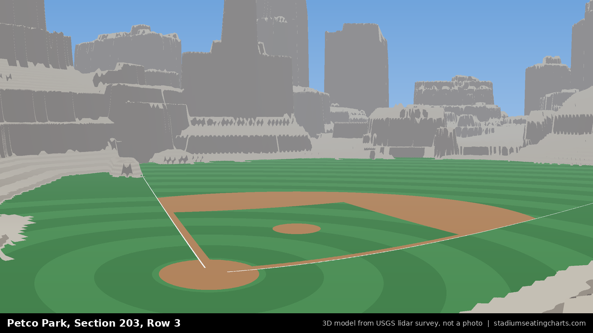 View from Petco Park Section 203, Row 3, looking toward the pitcher's mound