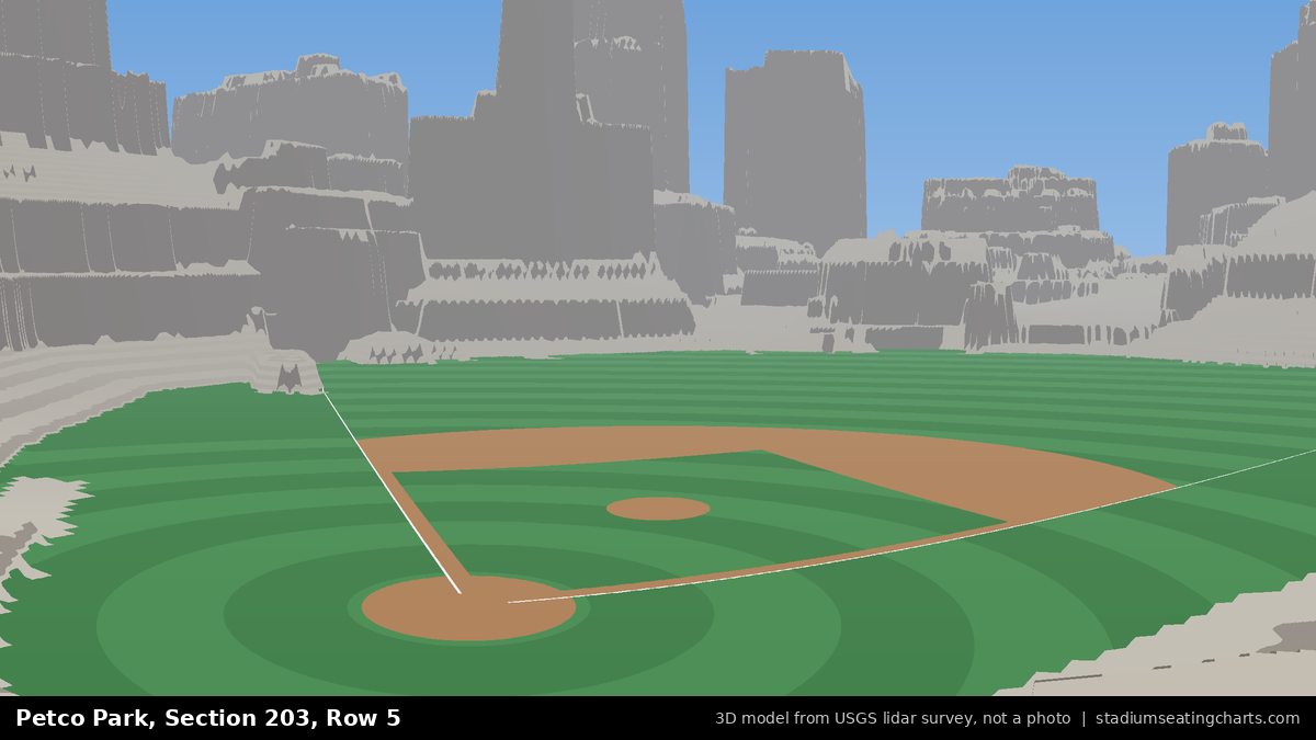 View from Petco Park Section 203, Row 5, looking toward the pitcher's mound