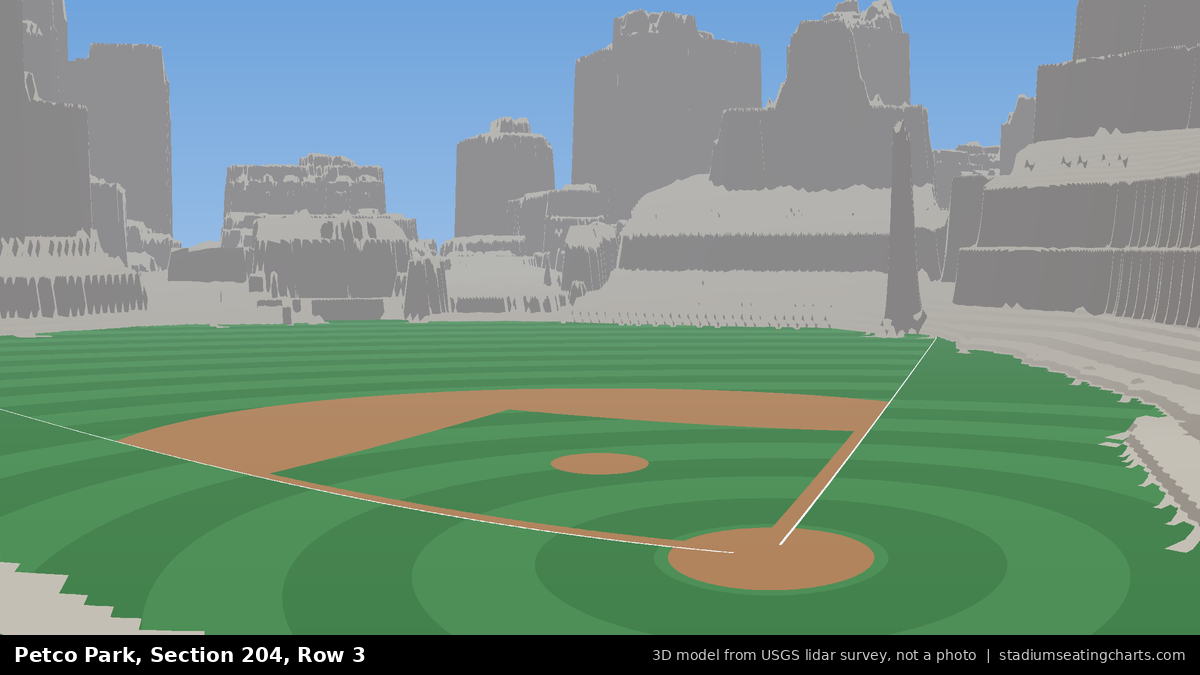 View from Petco Park Section 204, Row 3, looking toward the pitcher's mound