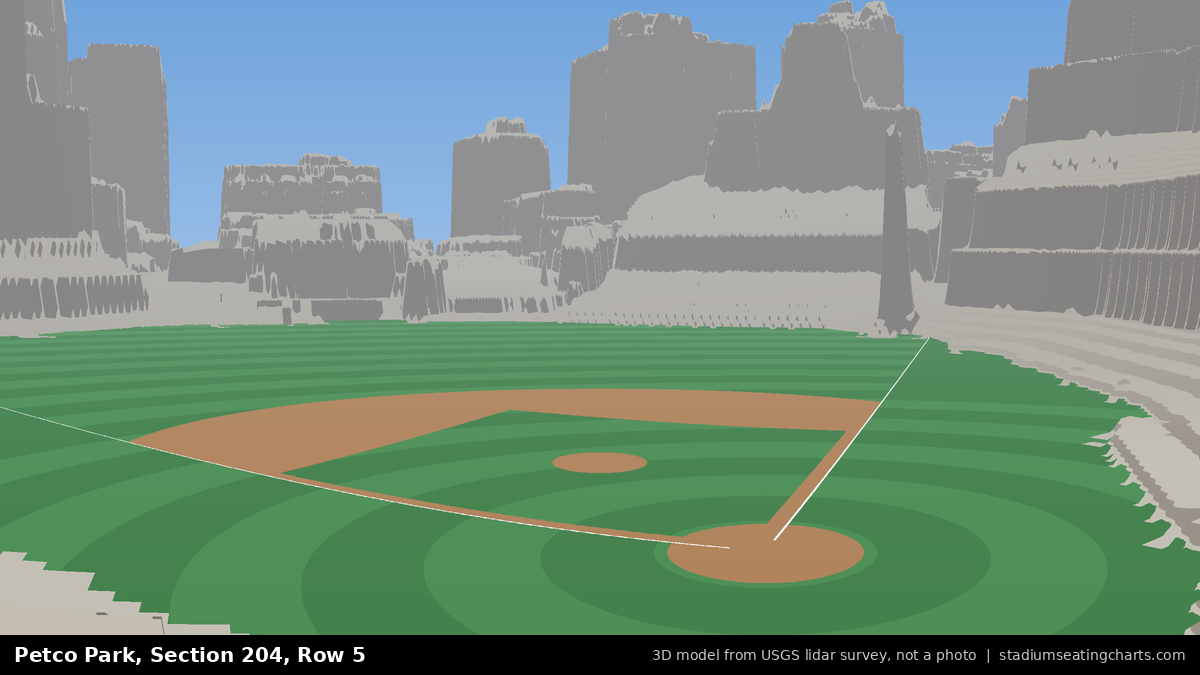 View from Petco Park Section 204, Row 5, looking toward the pitcher's mound
