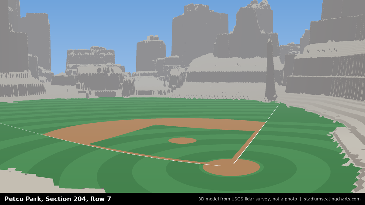 View from Petco Park Section 204, Row 7, looking toward the pitcher's mound