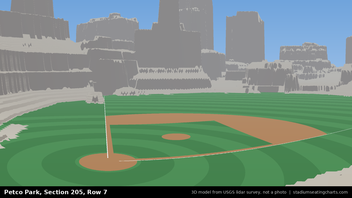 View from Petco Park Section 205, Row 7, looking toward the pitcher's mound