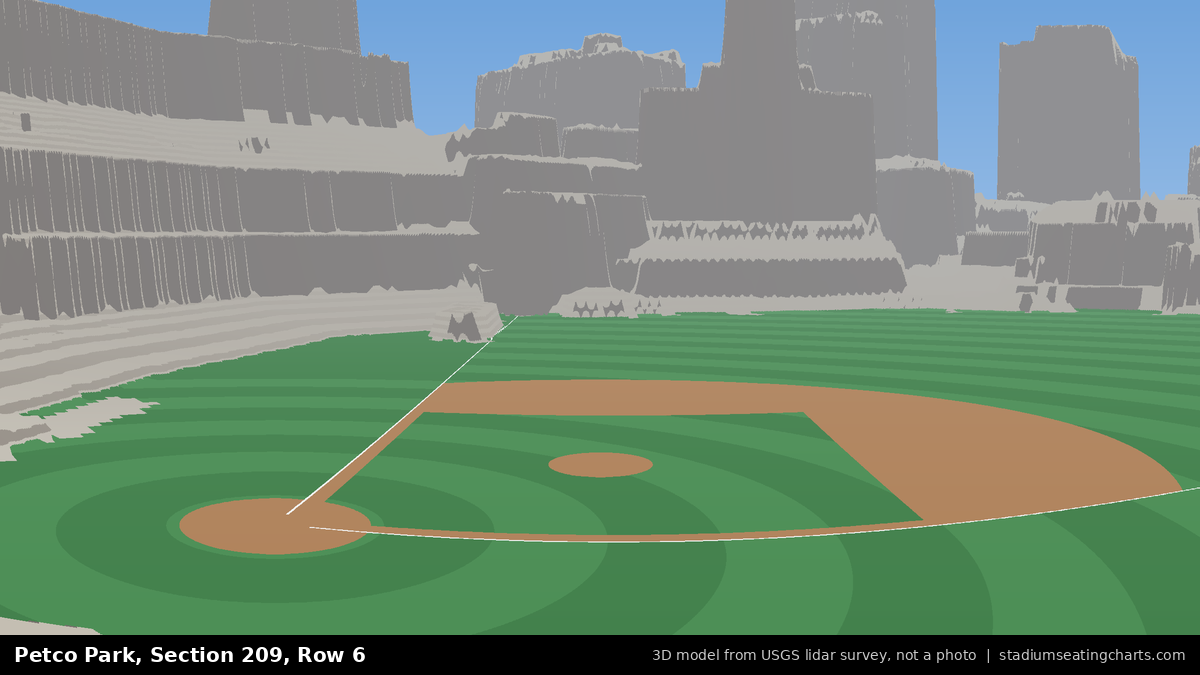 View from Petco Park Section 209, Row 6, looking toward the pitcher's mound