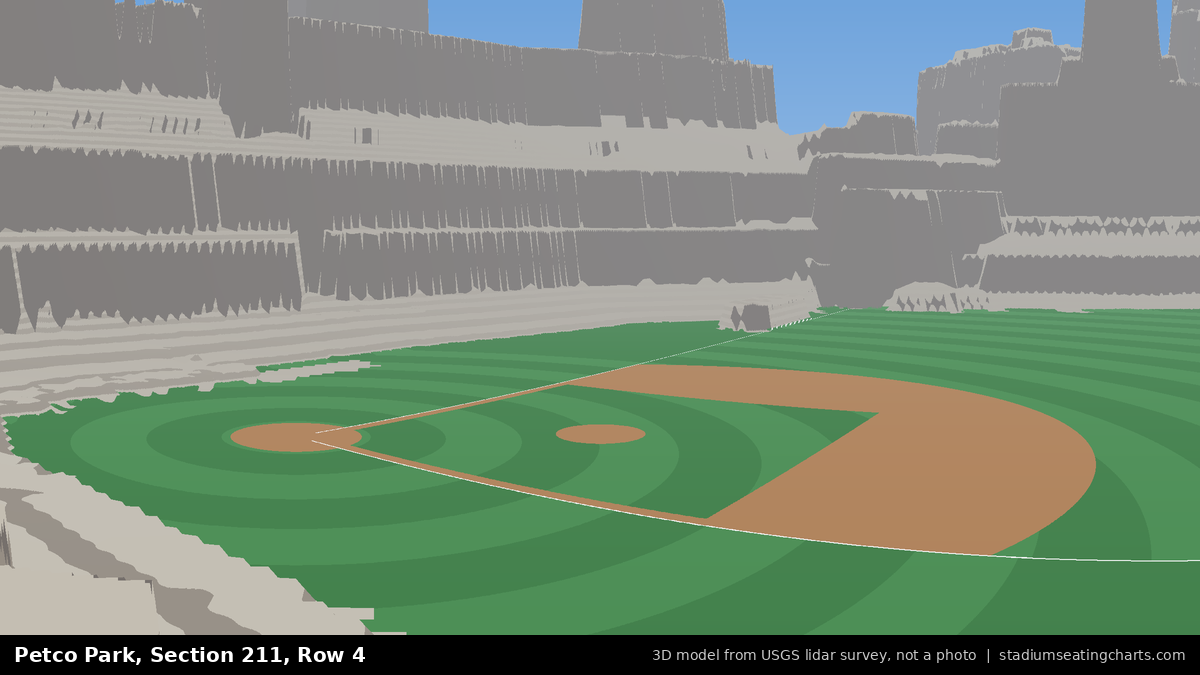 View from Petco Park Section 211, Row 4, looking toward the pitcher's mound