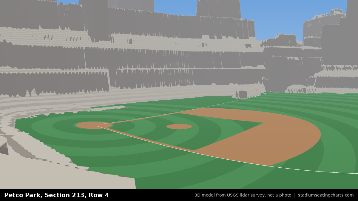View from Petco Park Section 213, Row 4, looking toward the pitcher's mound
