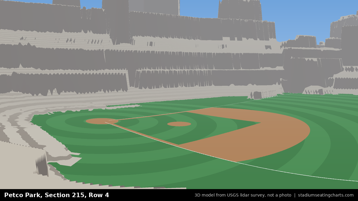 View from Petco Park Section 215, Row 4, looking toward the pitcher's mound
