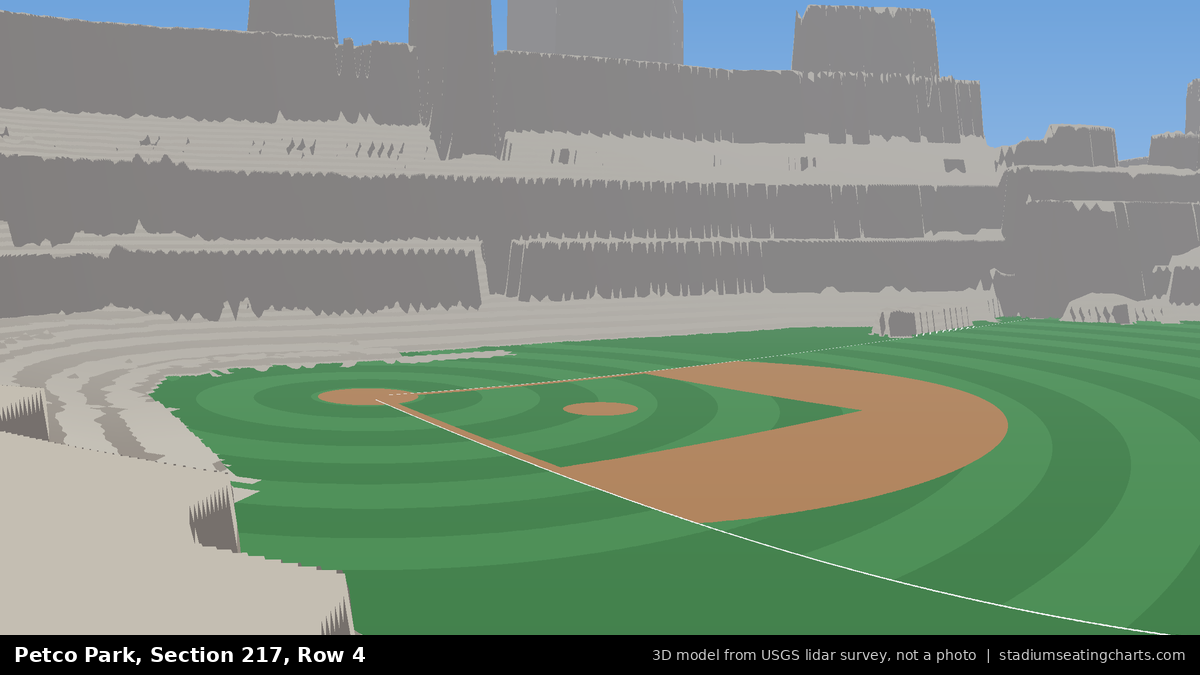 View from Petco Park Section 217, Row 4, looking toward the pitcher's mound