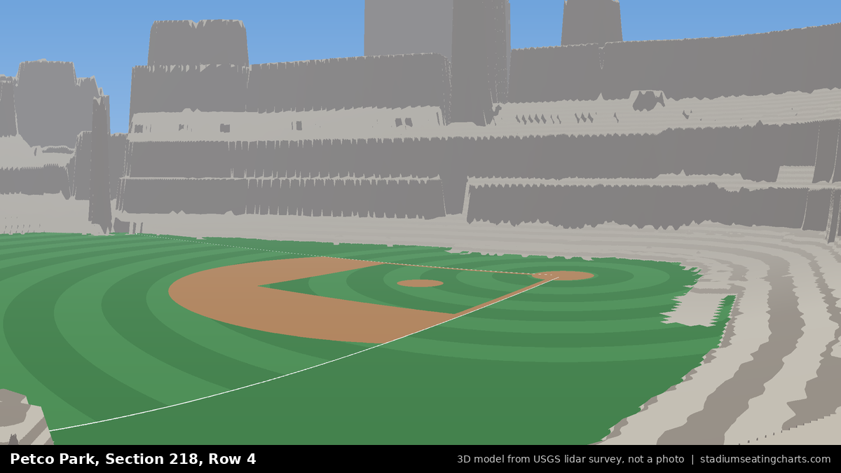 View from Petco Park Section 218, Row 4, looking toward the pitcher's mound