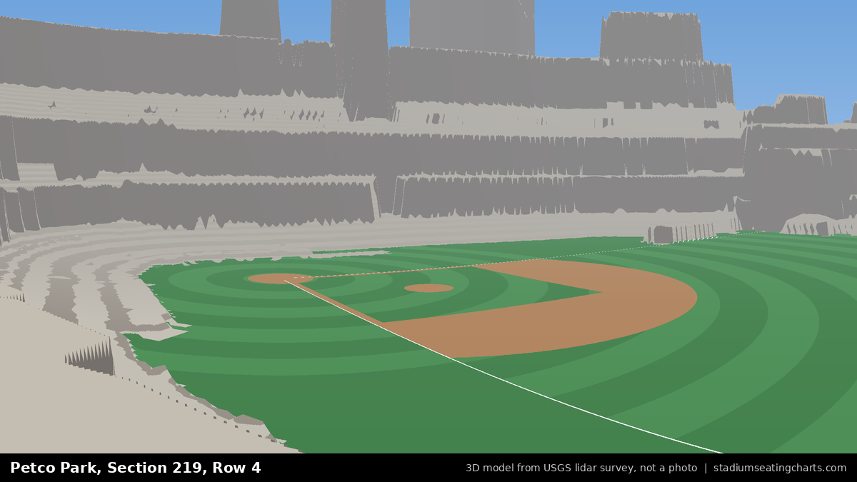 View from Petco Park Section 219, Row 4, looking toward the pitcher's mound