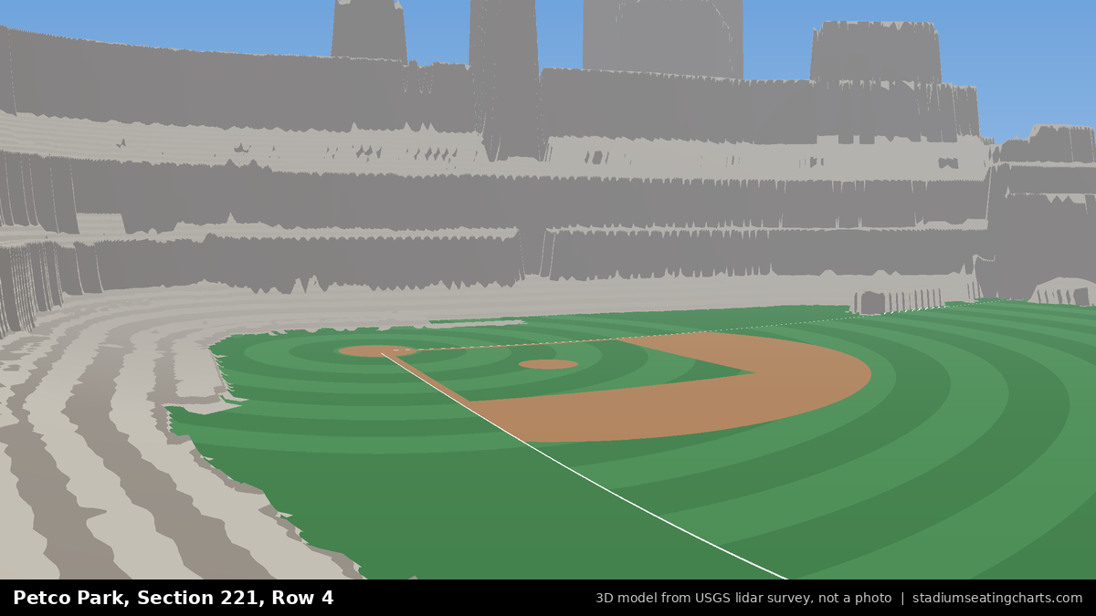 View from Petco Park Section 221, Row 4, looking toward the pitcher's mound