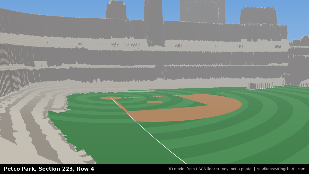 View from Petco Park Section 223, Row 4, looking toward the pitcher's mound