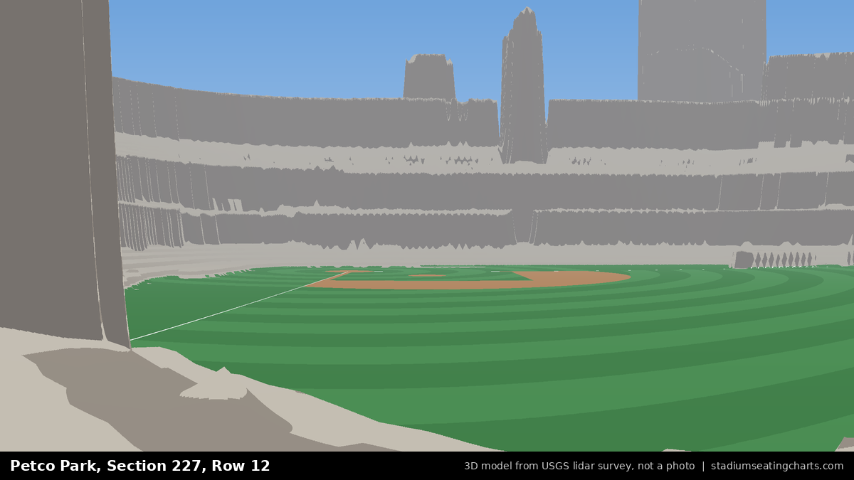 View from Petco Park Section 227, Row 12, looking toward the pitcher's mound
