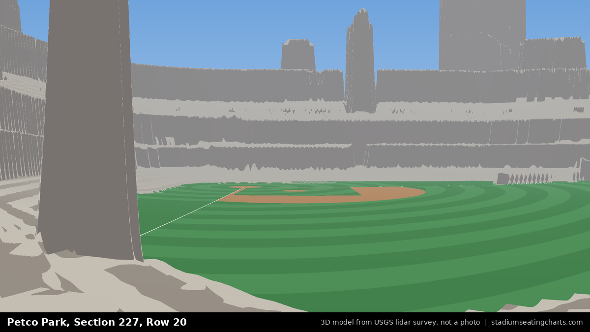 View from Petco Park Section 227, Row 20, looking toward the pitcher's mound