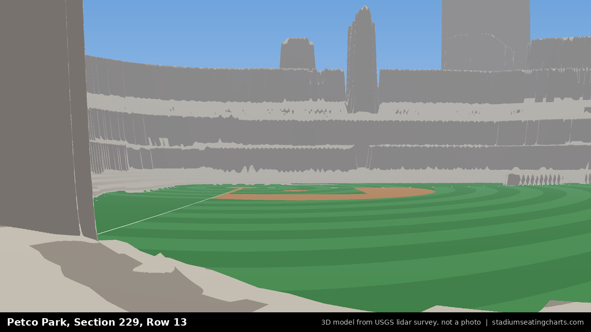 View from Petco Park Section 229, Row 13, looking toward the pitcher's mound