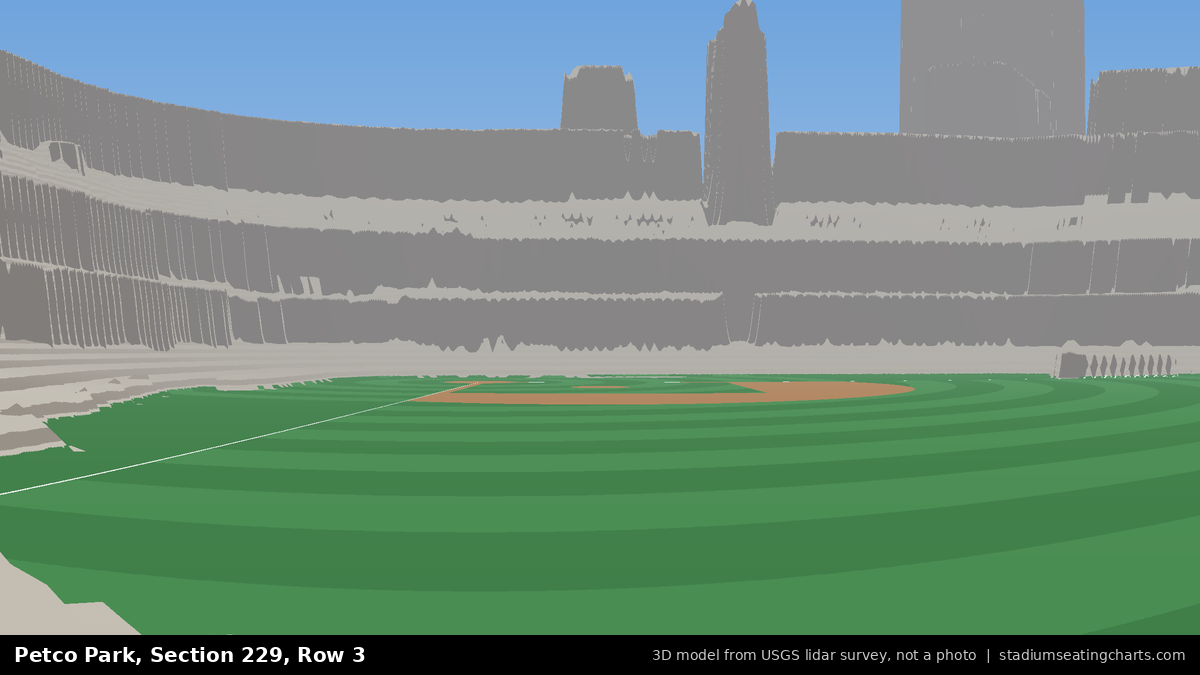 View from Petco Park Section 229, Row 3, looking toward the pitcher's mound