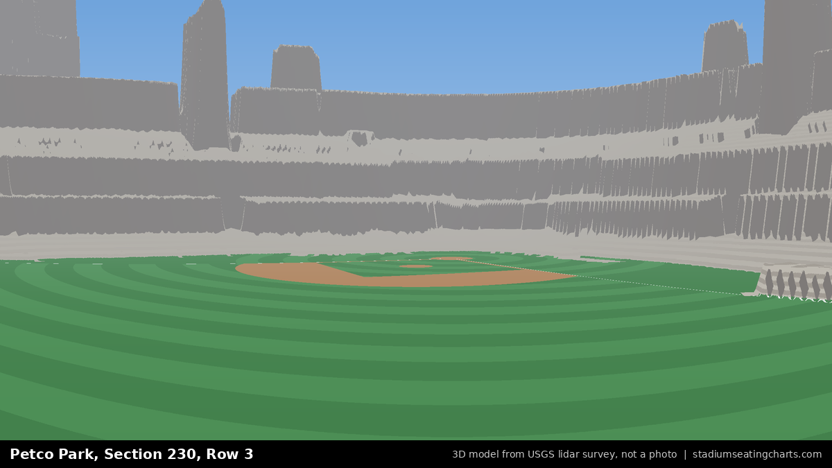 View from Petco Park Section 230, Row 3, looking toward the pitcher's mound