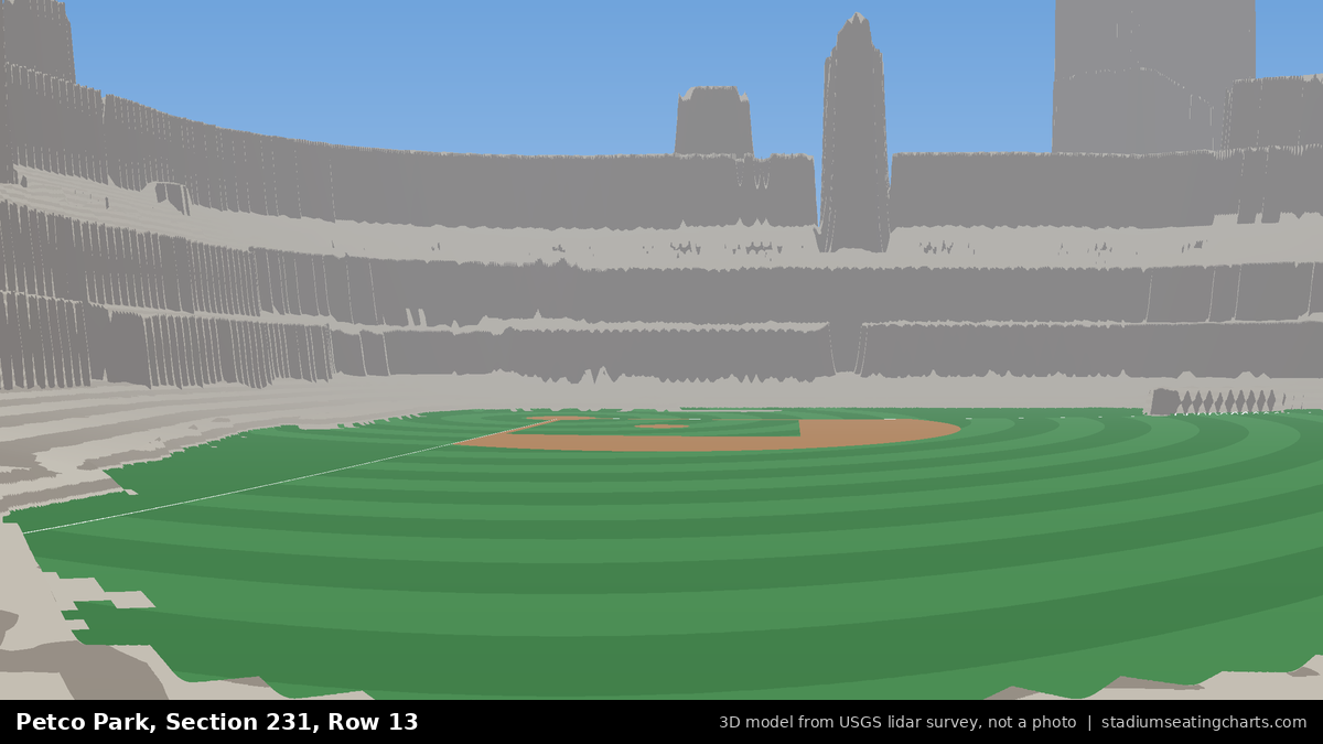 View from Petco Park Section 231, Row 13, looking toward the pitcher's mound