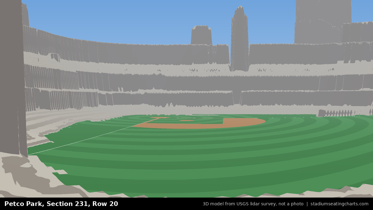 View from Petco Park Section 231, Row 20, looking toward the pitcher's mound