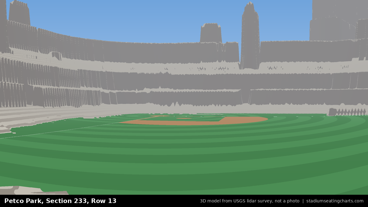 View from Petco Park Section 233, Row 13, looking toward the pitcher's mound