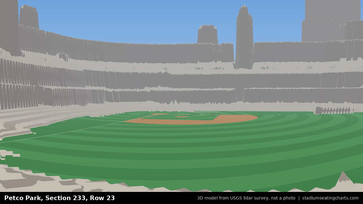 View from Petco Park Section 233, Row 23, looking toward the pitcher's mound