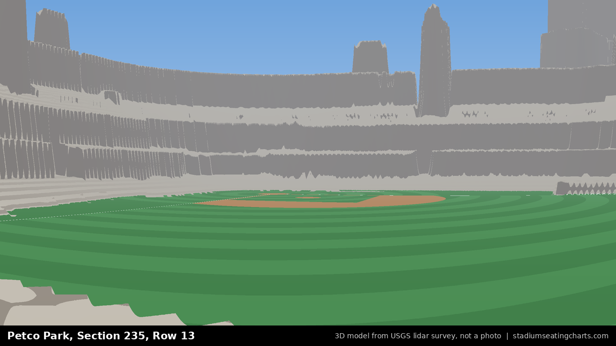 View from Petco Park Section 235, Row 13, looking toward the pitcher's mound